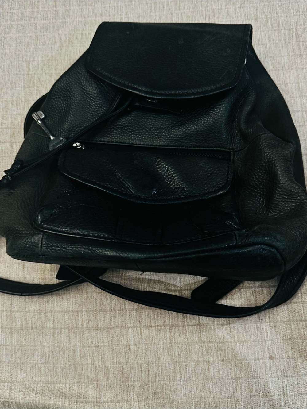 Vintage Fossil Black Leather Backpack - Women's Everyday Rucksack